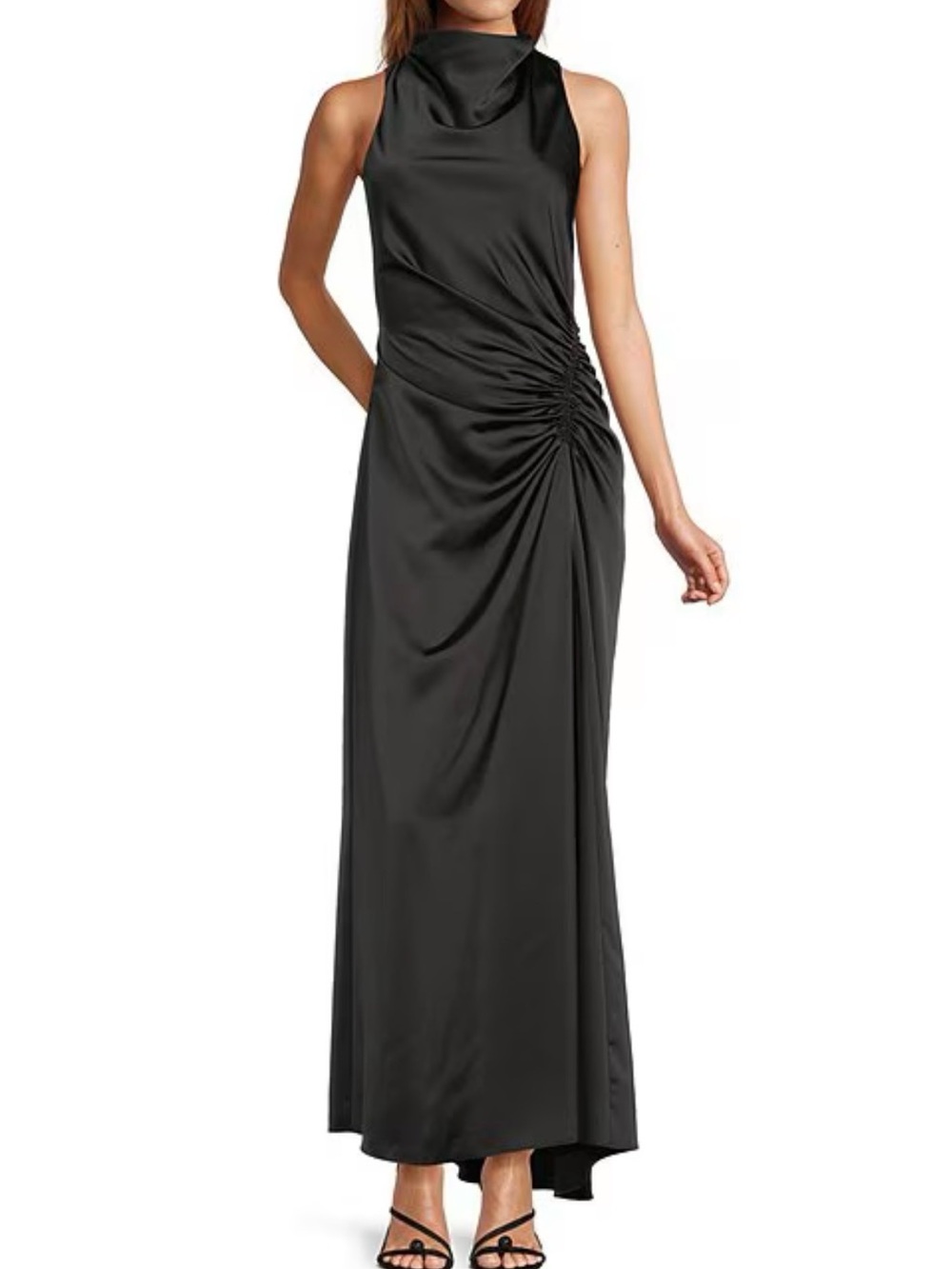 ANTONIO MELANI Black Ruched Halter Maxi Dress